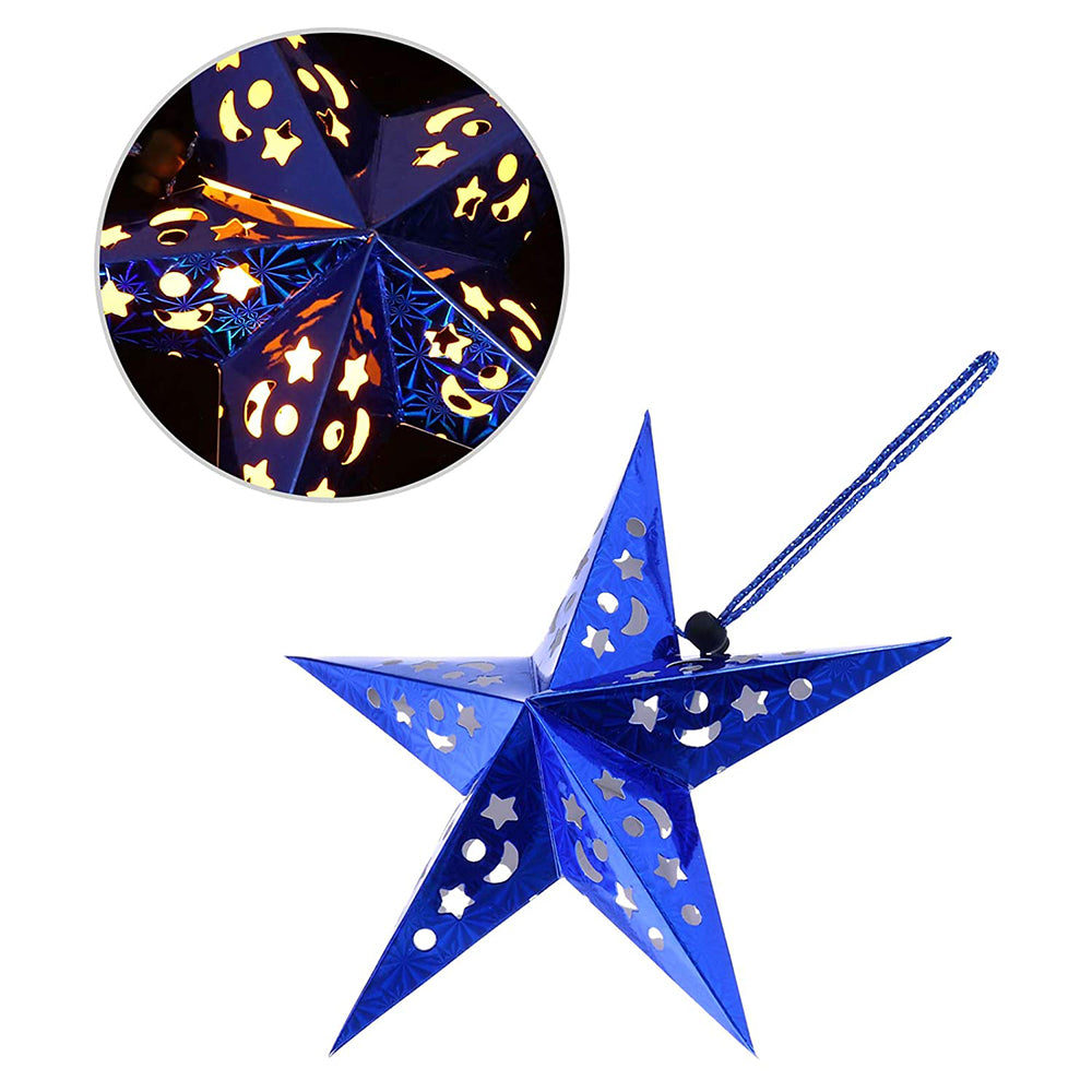 8Pcs Christmas Hanging Star Paper Lanterns Xmas Decor Blue