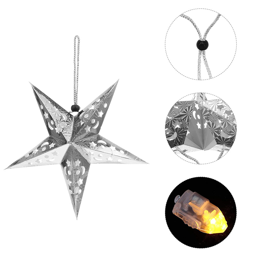 8Pcs Christmas Hanging Star Paper Lanterns Xmas Decor