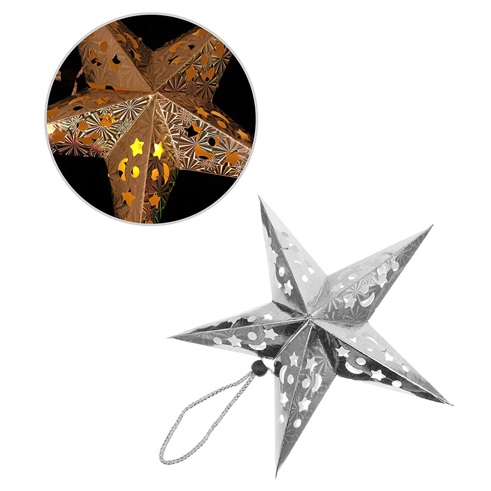 8Pcs Christmas Hanging Star Paper Lanterns Xmas Decor