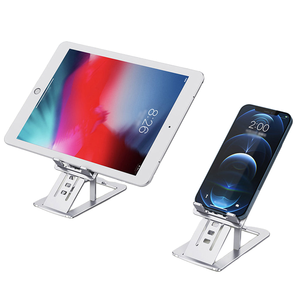 Foldable Aluminum Alloy Phone and Tablet Stand Silver