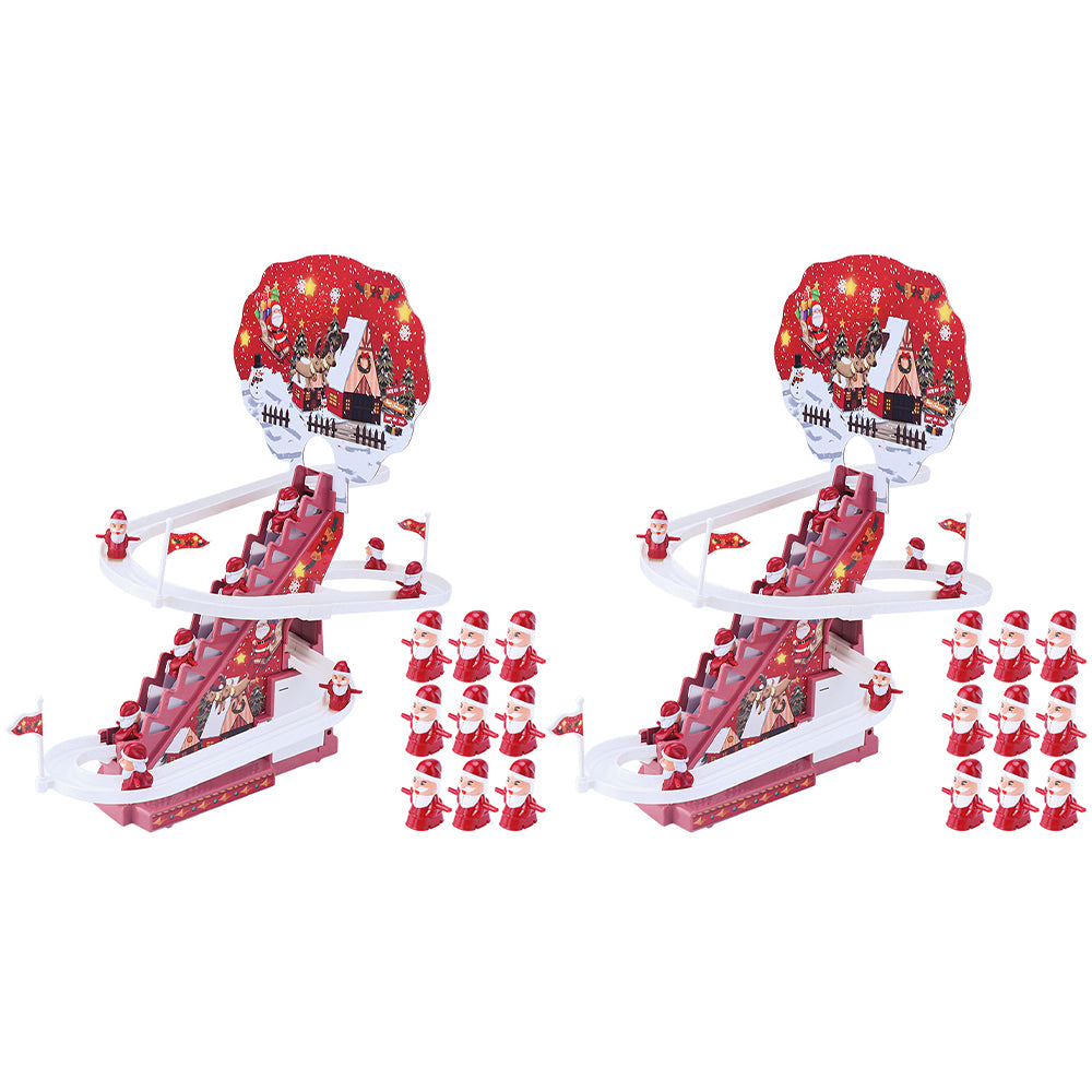 2 Sets of Christmas Santa Claus Race Track Toys Music Slides