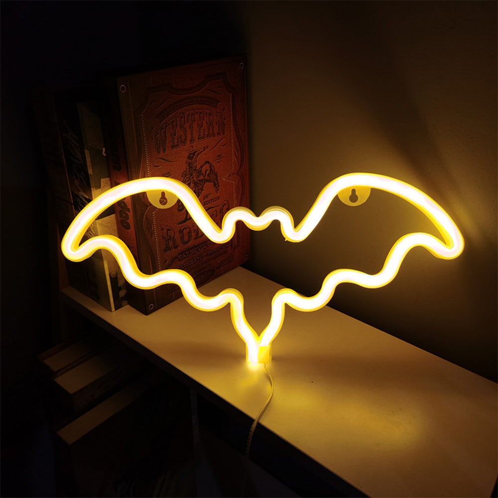 LED Bat Shaped Neon Signs Lights Warm Lights