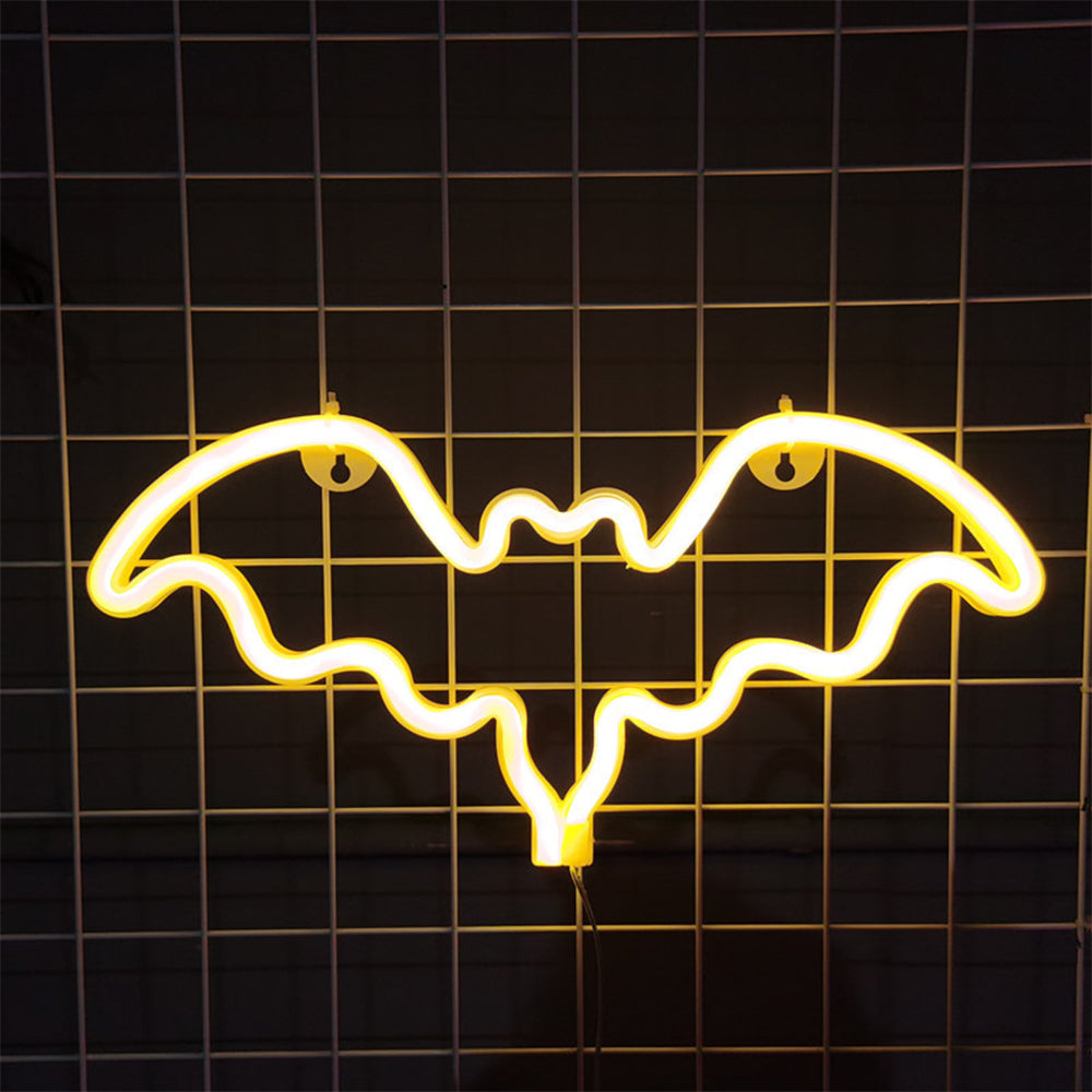LED Bat Shaped Neon Signs Lights Warm Lights