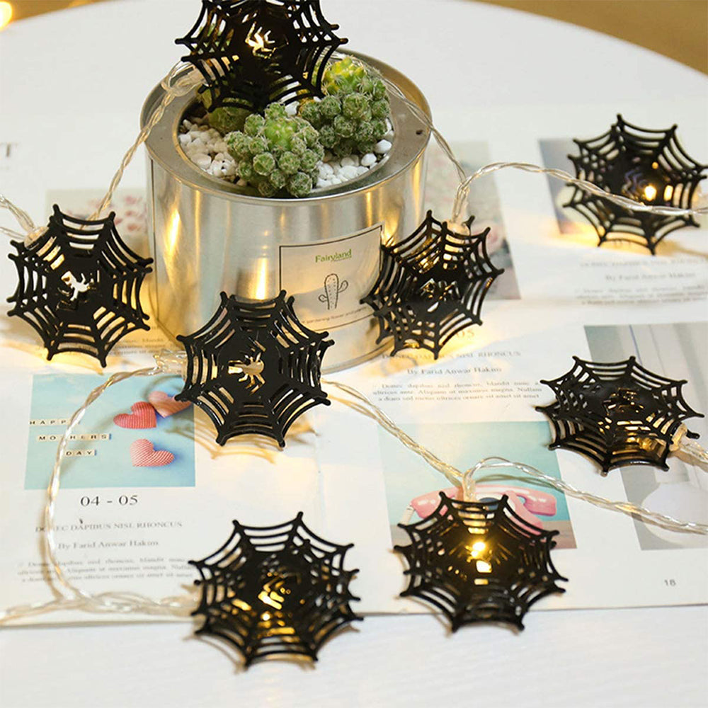 2Pcs 2M Halloween Spider Web String Light
