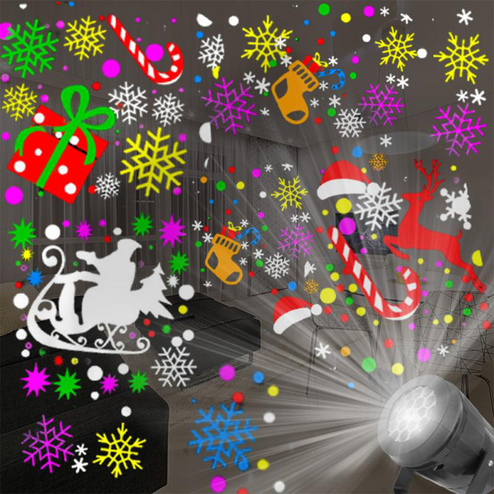 USB Powered Christmas Projector LED Light Rotating Stage Light with 16 Christmas Patterns
