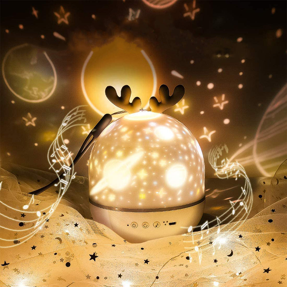 3 in 1 Rotating Projector Light Elk Music Box