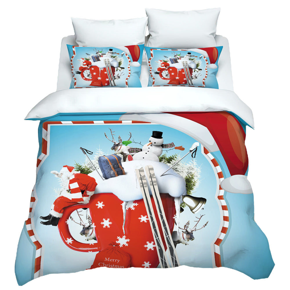 Single Christmas Bedding Set Xmas Pillow Case Duvet Quilt Cover