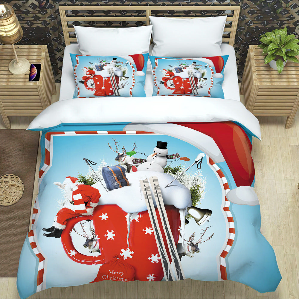 Single Christmas Bedding Set Xmas Pillow Case Duvet Quilt Cover