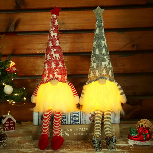2 X Christmas Dolls Glowing Plush Gnomes Dwarf Gnome Light Xams Decor
