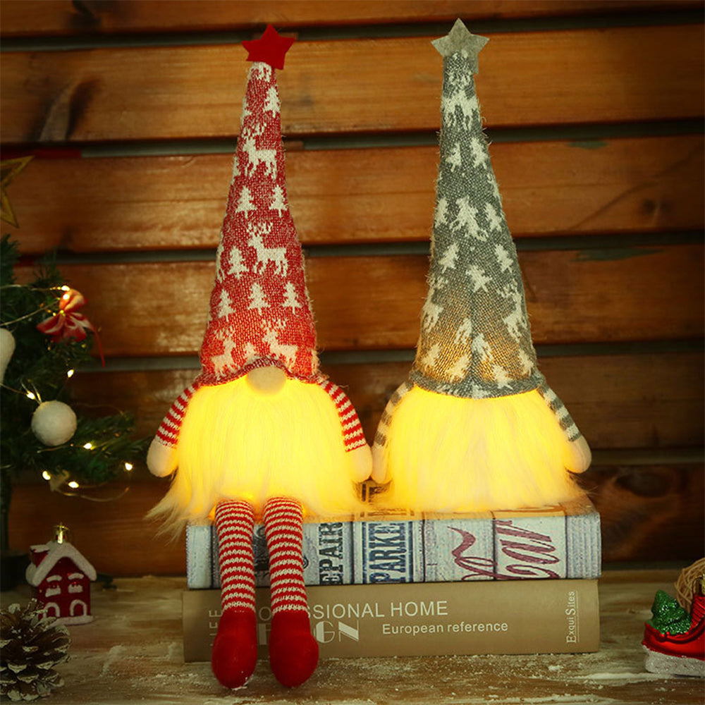 2 X Christmas Dolls Glowing Plush Gnomes Dwarf Gnome Light Xams Decor