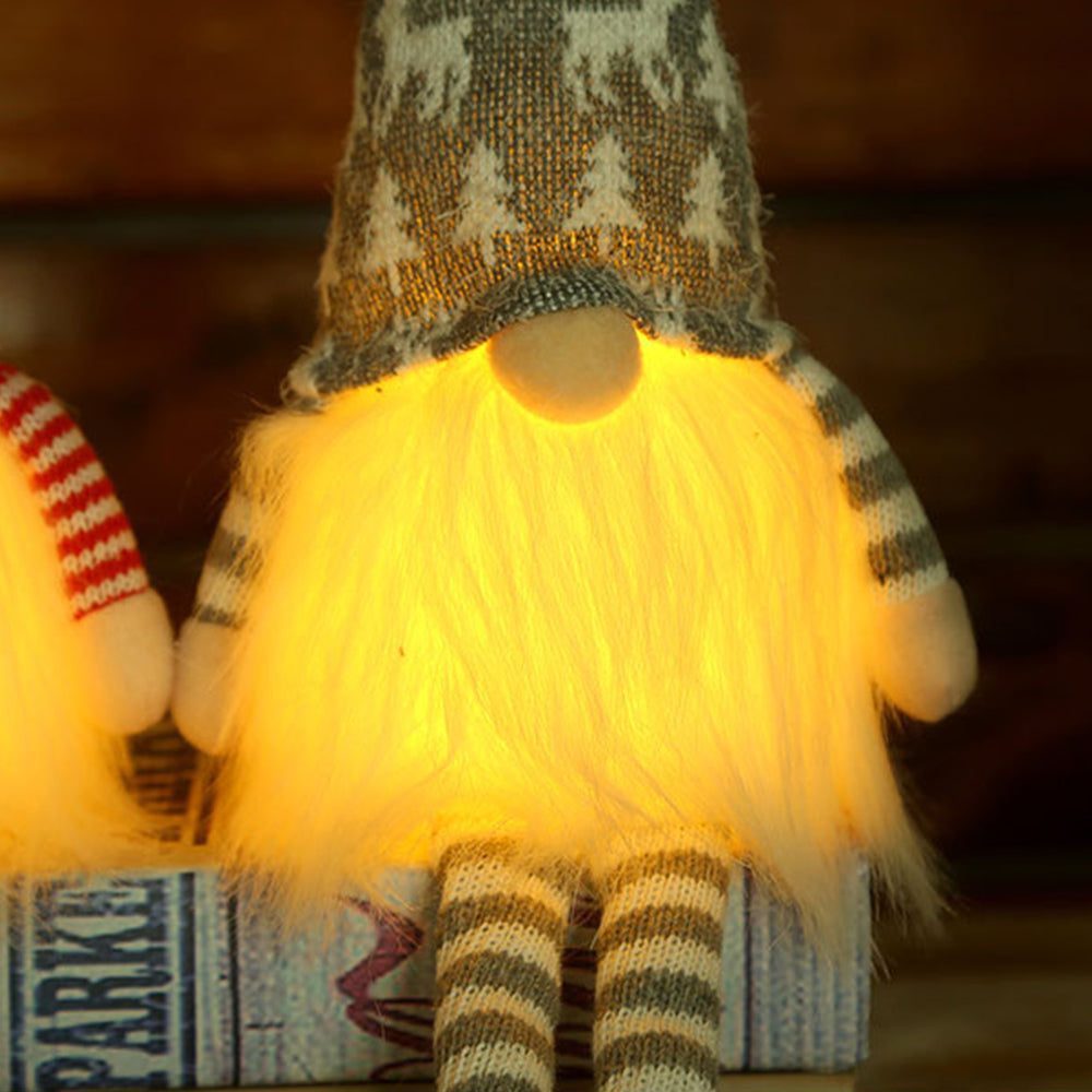 2 X Christmas Dolls Glowing Plush Gnomes Dwarf Gnome Light Xams Decor