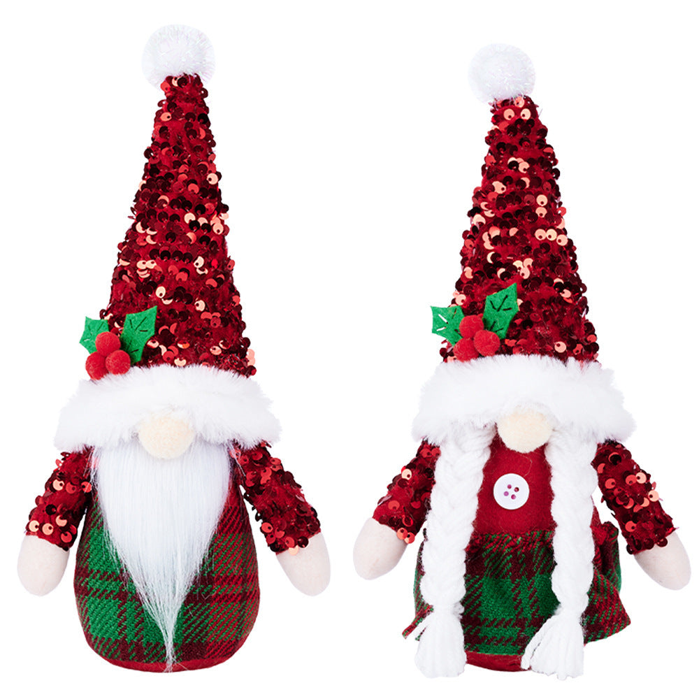 2Pcs Christmas Gnomes Decorations with Sequins Hat