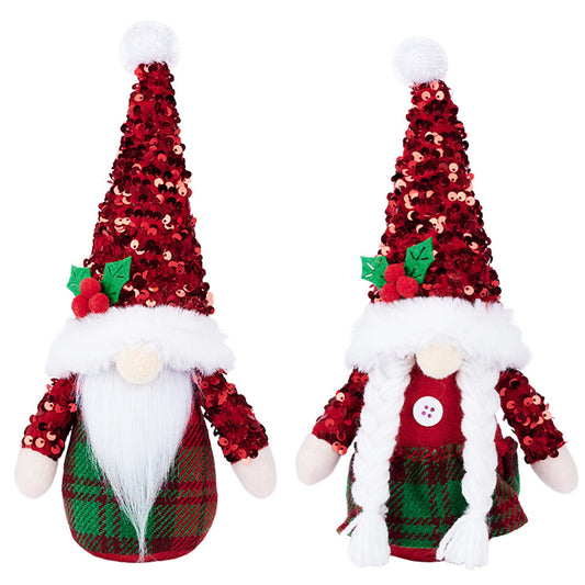 2Pcs Christmas Gnomes Decorations with Sequins Hat