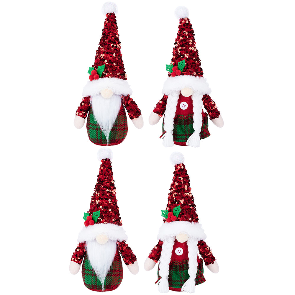 4Pcs Christmas Gnomes Decorations with Sequins Hat