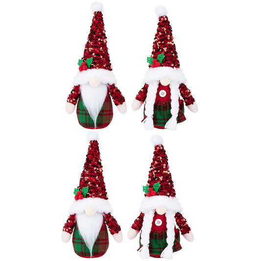 4Pcs Christmas Gnomes Decorations with Sequins Hat