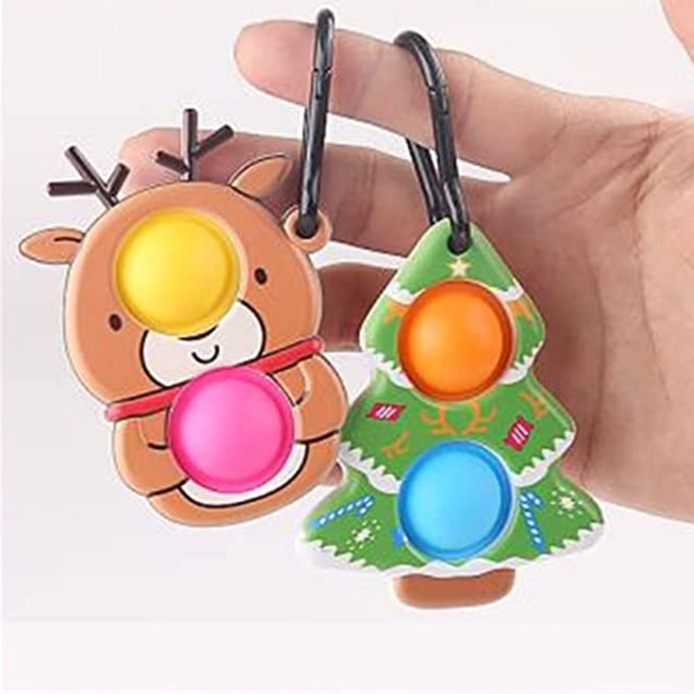 8Pcs Christmas Push Pop It Fidget Toys Keychain