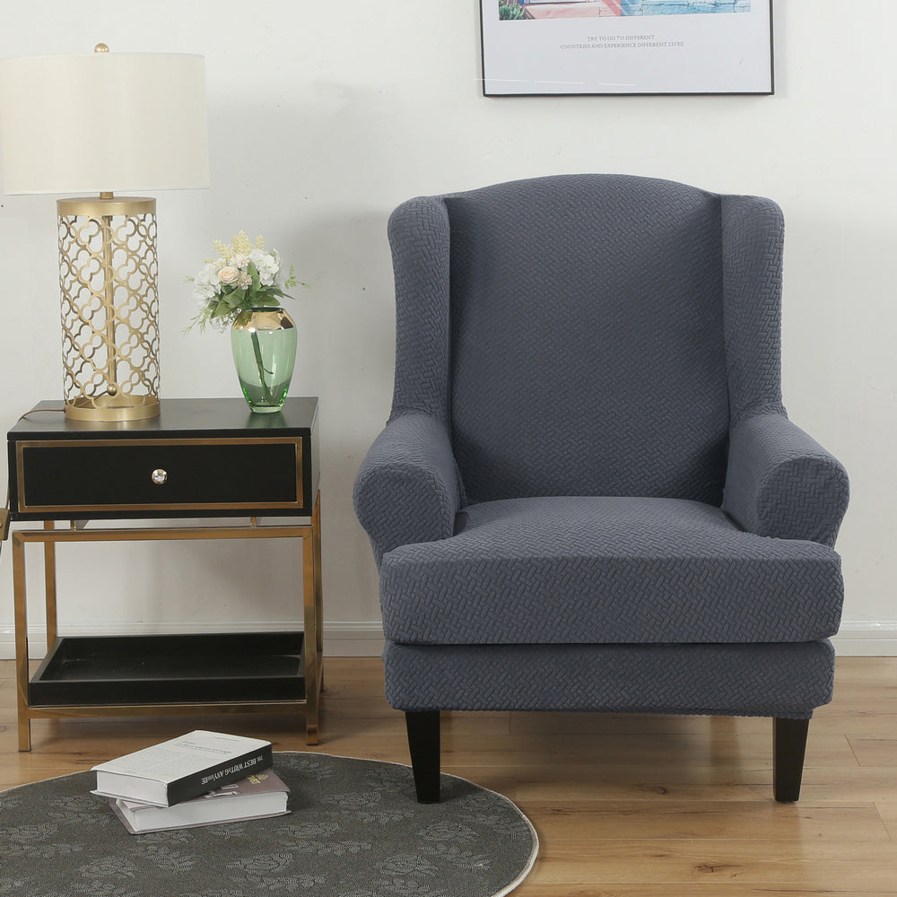 Wingback Chair Cover Stretch Armchair Wing Chair Slipcover Deep Grey