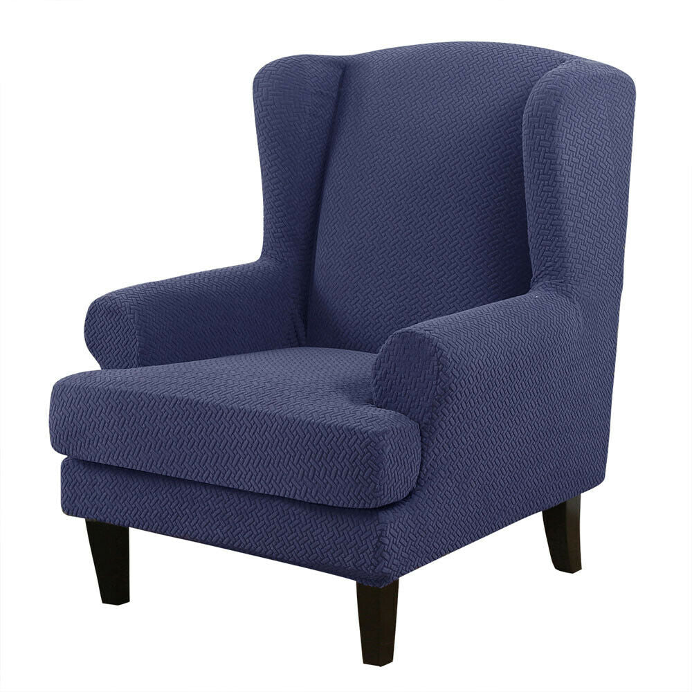 Wingback Chair Cover Stretch Armchair Wing Chair Slipcover Navy Blue