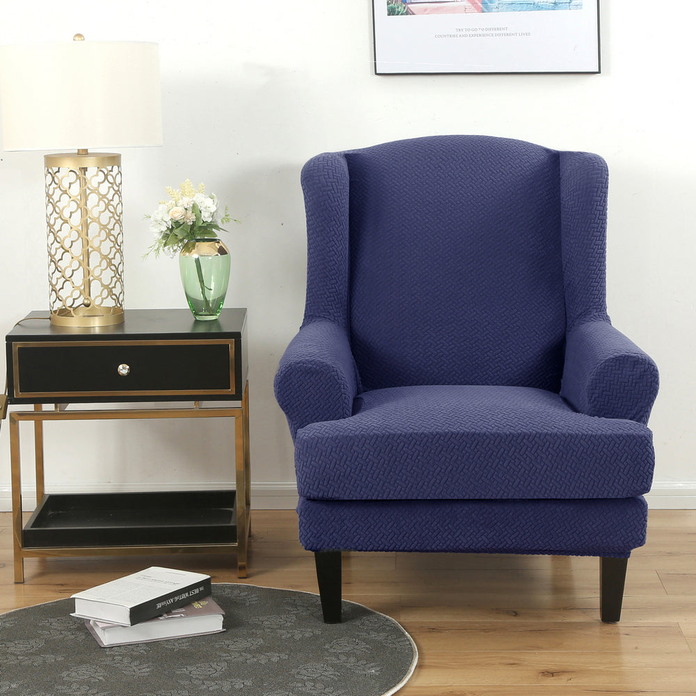 Wingback Chair Cover Stretch Armchair Wing Chair Slipcover Navy Blue