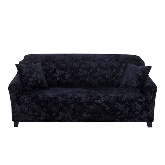 Embossed Sofa Cover Stretch Cover for 2 Seats Black