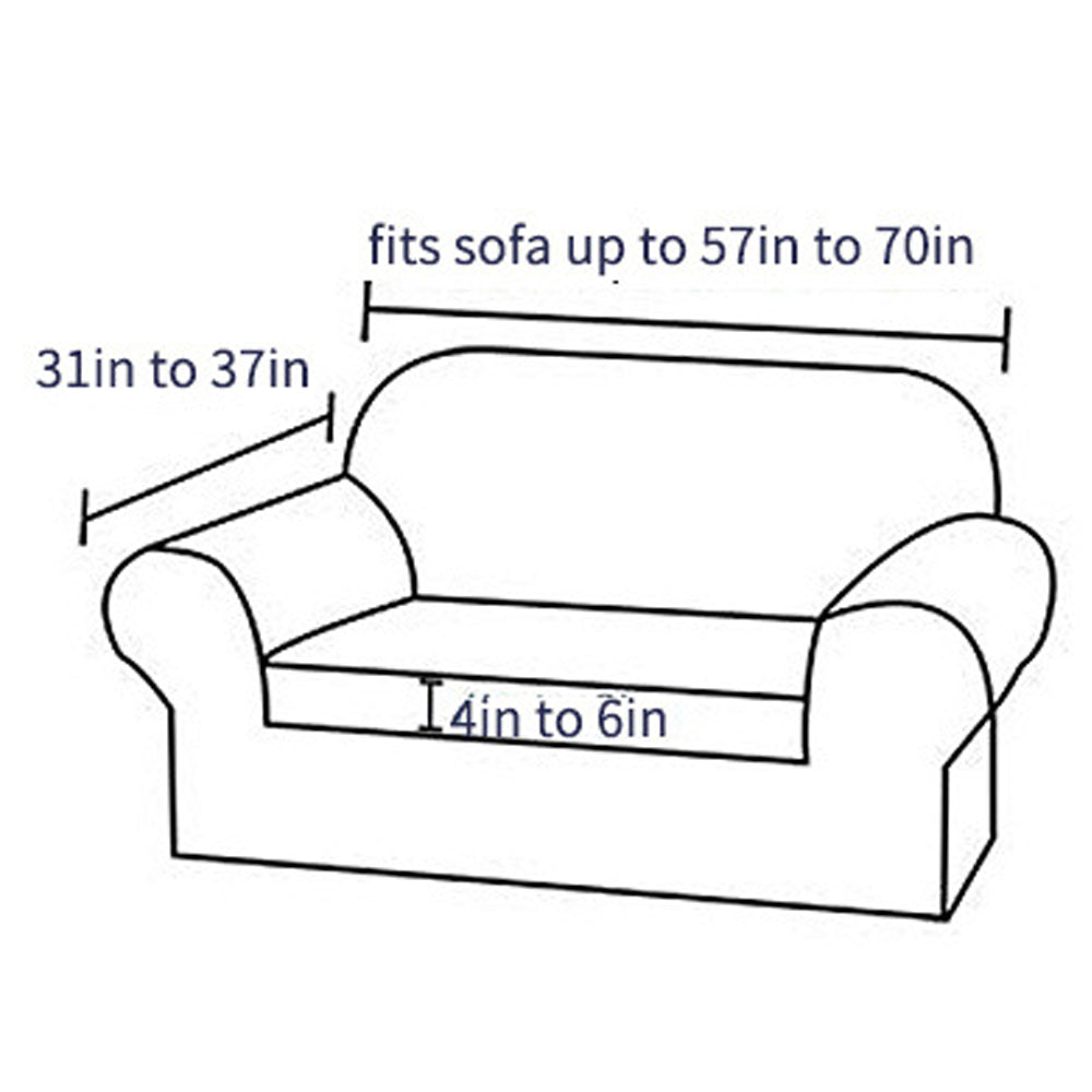 Embossed Sofa Cover Stretch Cover for 2 Seats Black