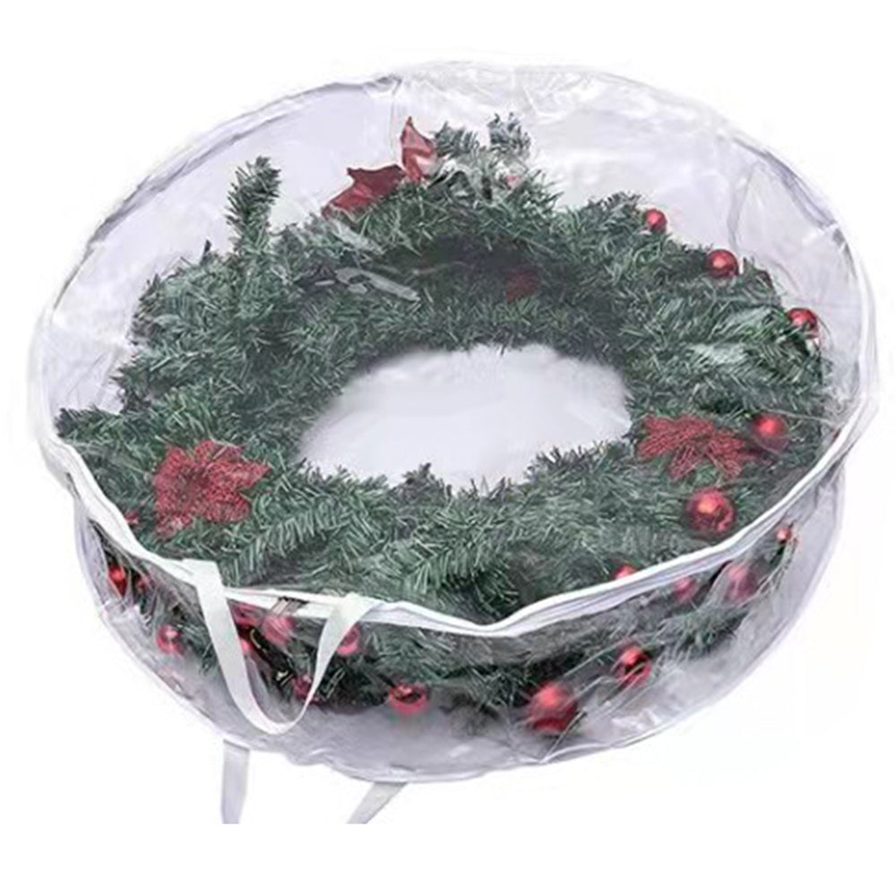 76cm Christmas Wreath Storage Bag with Carry Handles Xmas Wreath Garland Zipped Storage Bag White