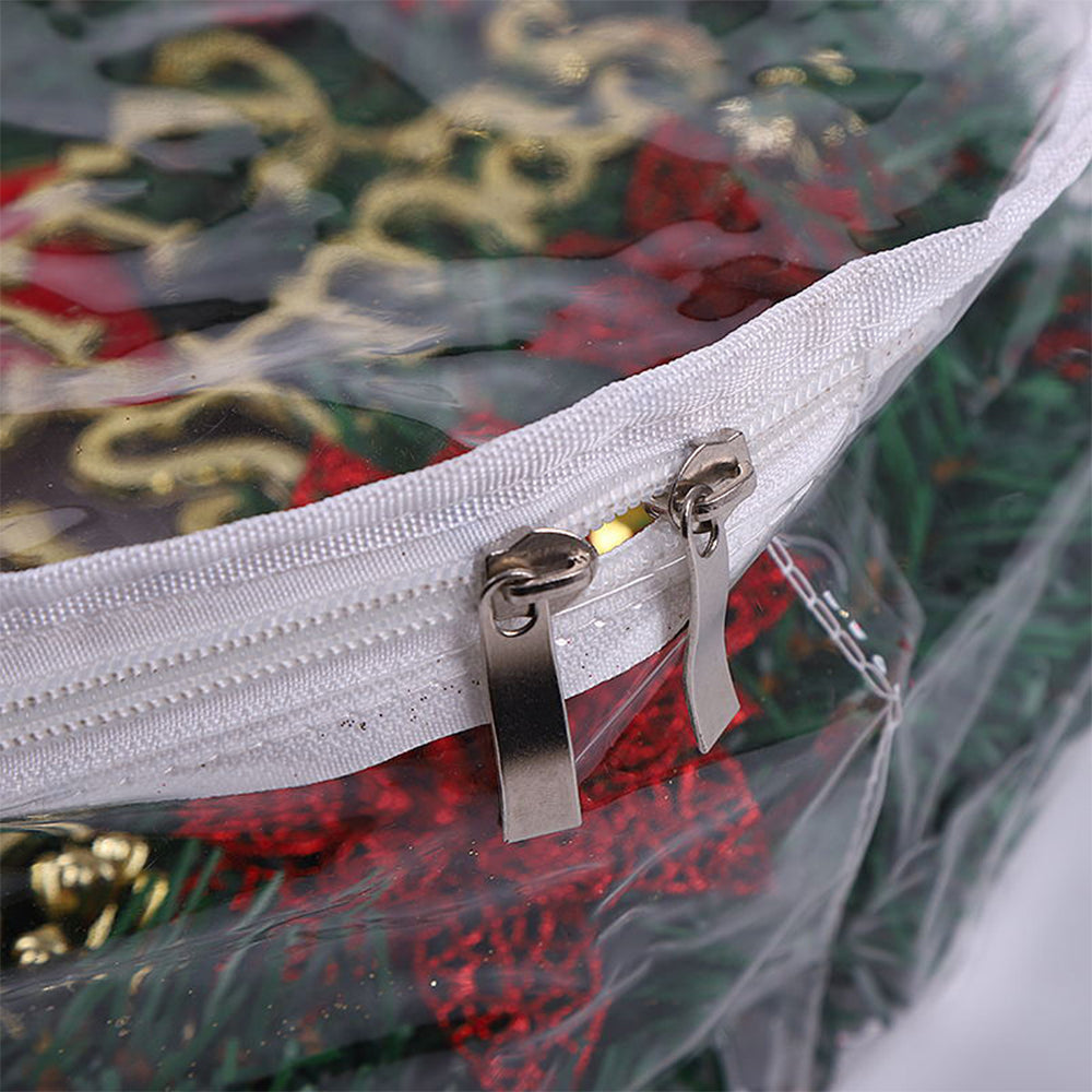 76cm Christmas Wreath Storage Bag with Carry Handles Xmas Wreath Garland Zipped Storage Bag White
