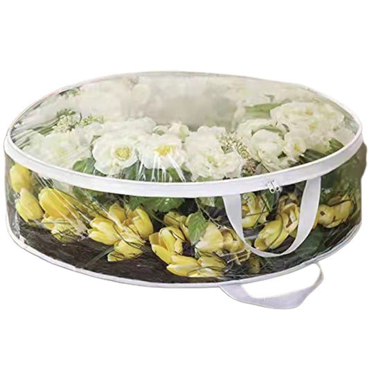 61cm Christmas Wreath Storage Bag with Carry Handles Xmas Wreath Garland Zipped Storage Bag White