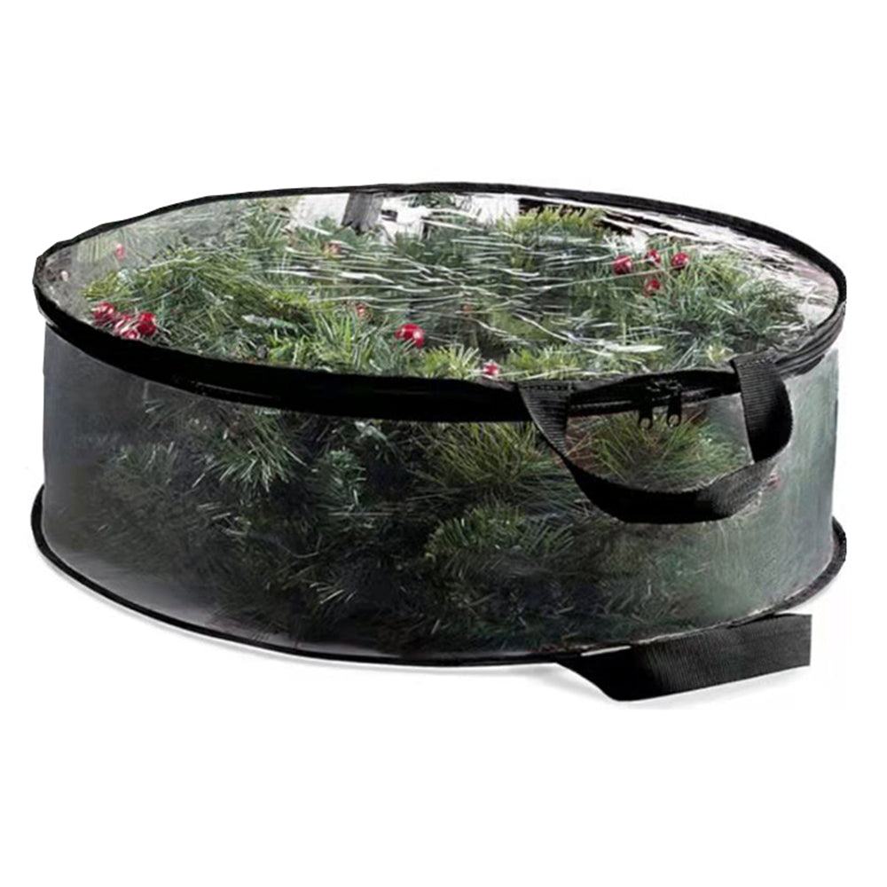 76cm Christmas Wreath Storage Bag with Carry Handles Xmas Wreath Garland Zipped Storage Bag Black