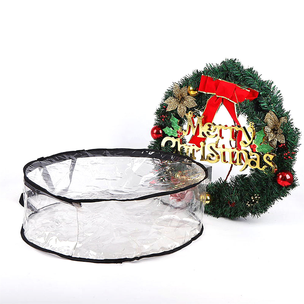 76cm Christmas Wreath Storage Bag with Carry Handles Xmas Wreath Garland Zipped Storage Bag Black