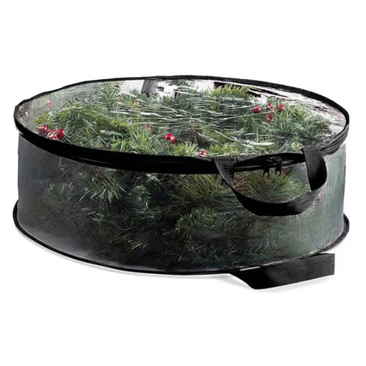61cm Christmas Wreath Storage Bag with Carry Handles Xmas Wreath Garland Zipped Storage Bag Black
