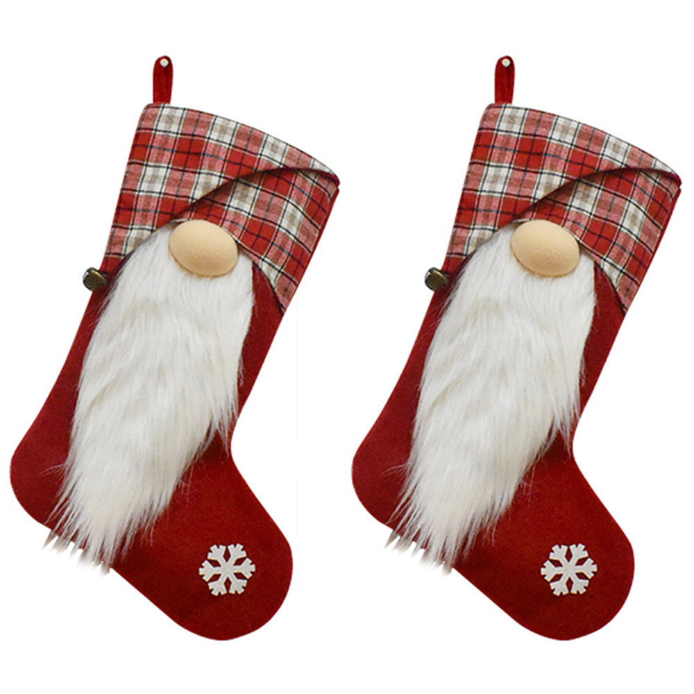 2Pcs Christmas Stocking Bag Candy Bag Christmas Tree Decor Red