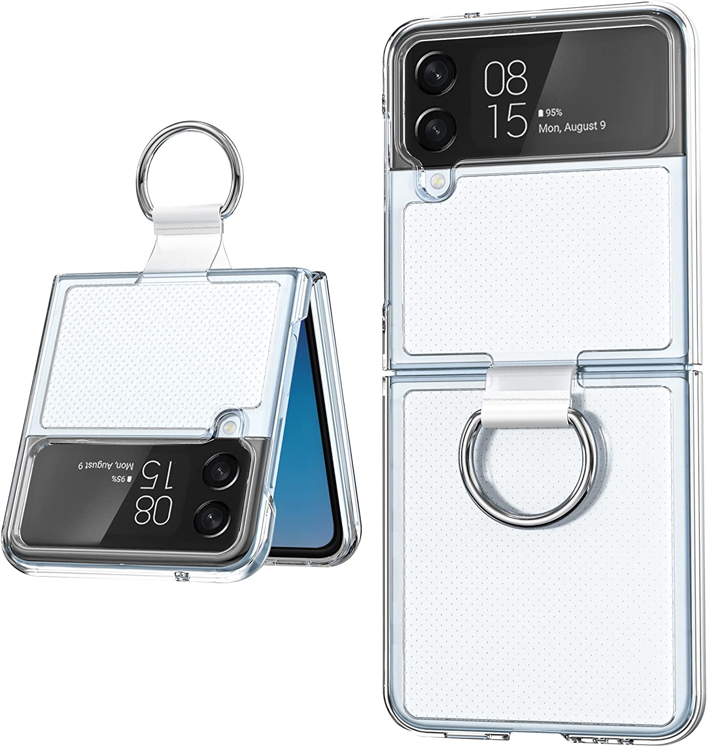 Clear Phone Case with Ring for Samsung Galaxy Z Flip 4
