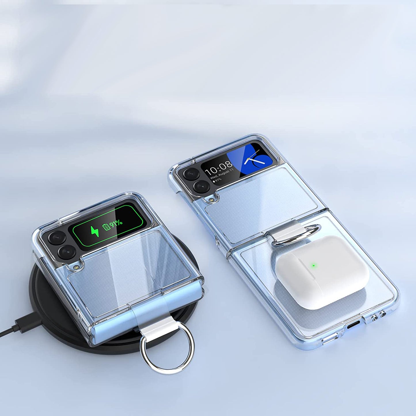 Clear Phone Case with Ring for Samsung Galaxy Z Flip 4