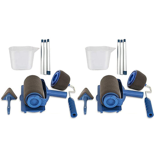 12Pcs Paint Roller Kit Paint Roller Brush Kit with Paint Tray Extension Poles