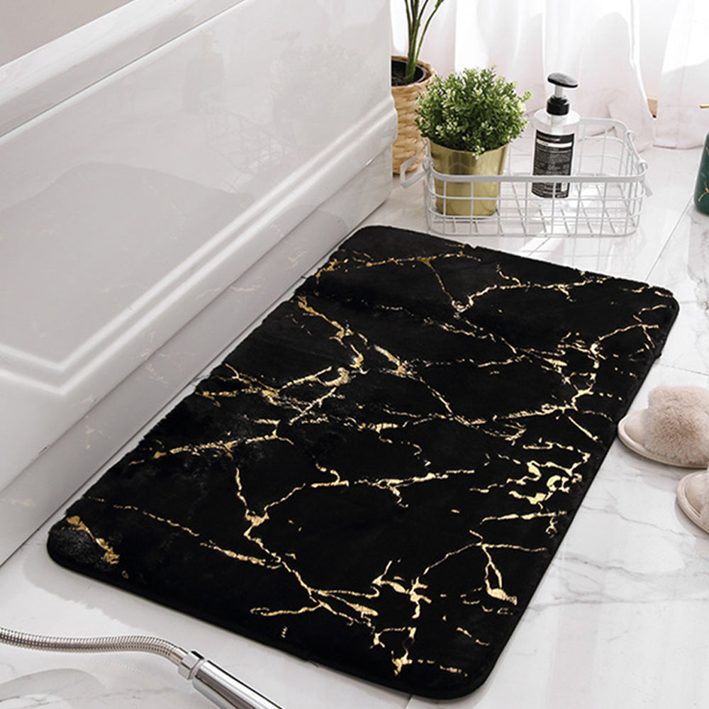 50x80cm Black Marble Pattern Bathroom Non Slip Floor Mat