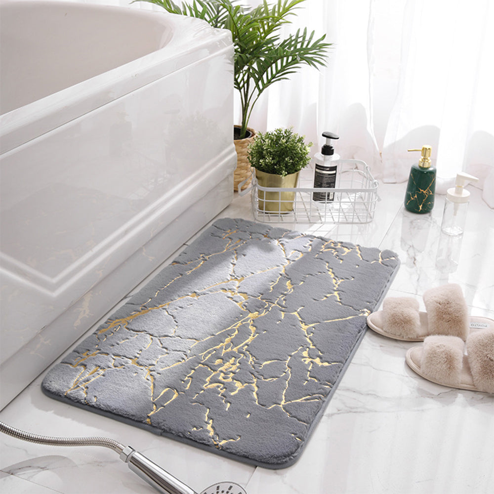 60x90cm Grey Marble Pattern Bathroom Non Slip Floor Mat