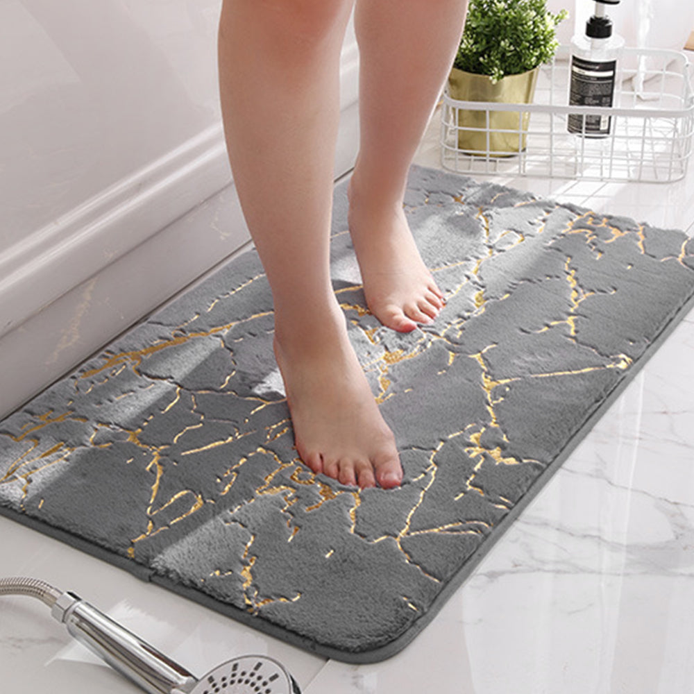 40x60cm Grey Marble Pattern Bathroom Non Slip Floor Mat