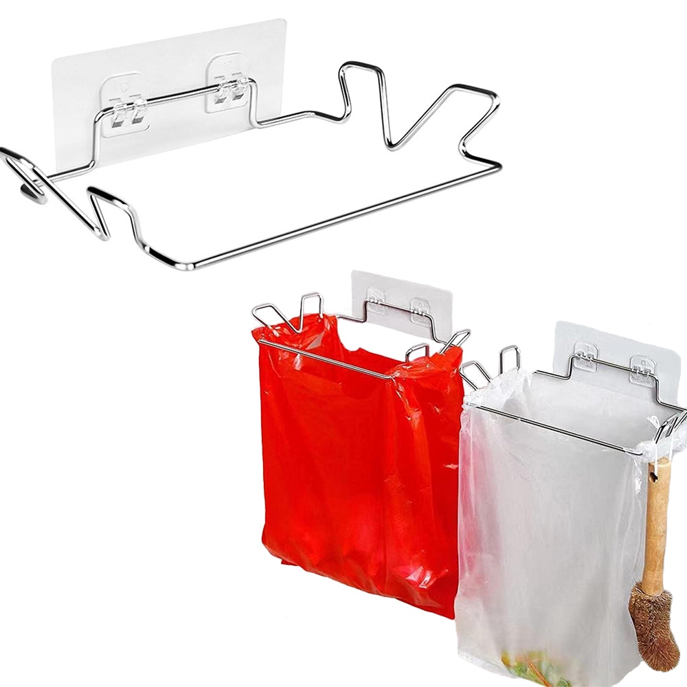 2Pcs Wall Mounted Stainless Steel Garbage Bags Holder