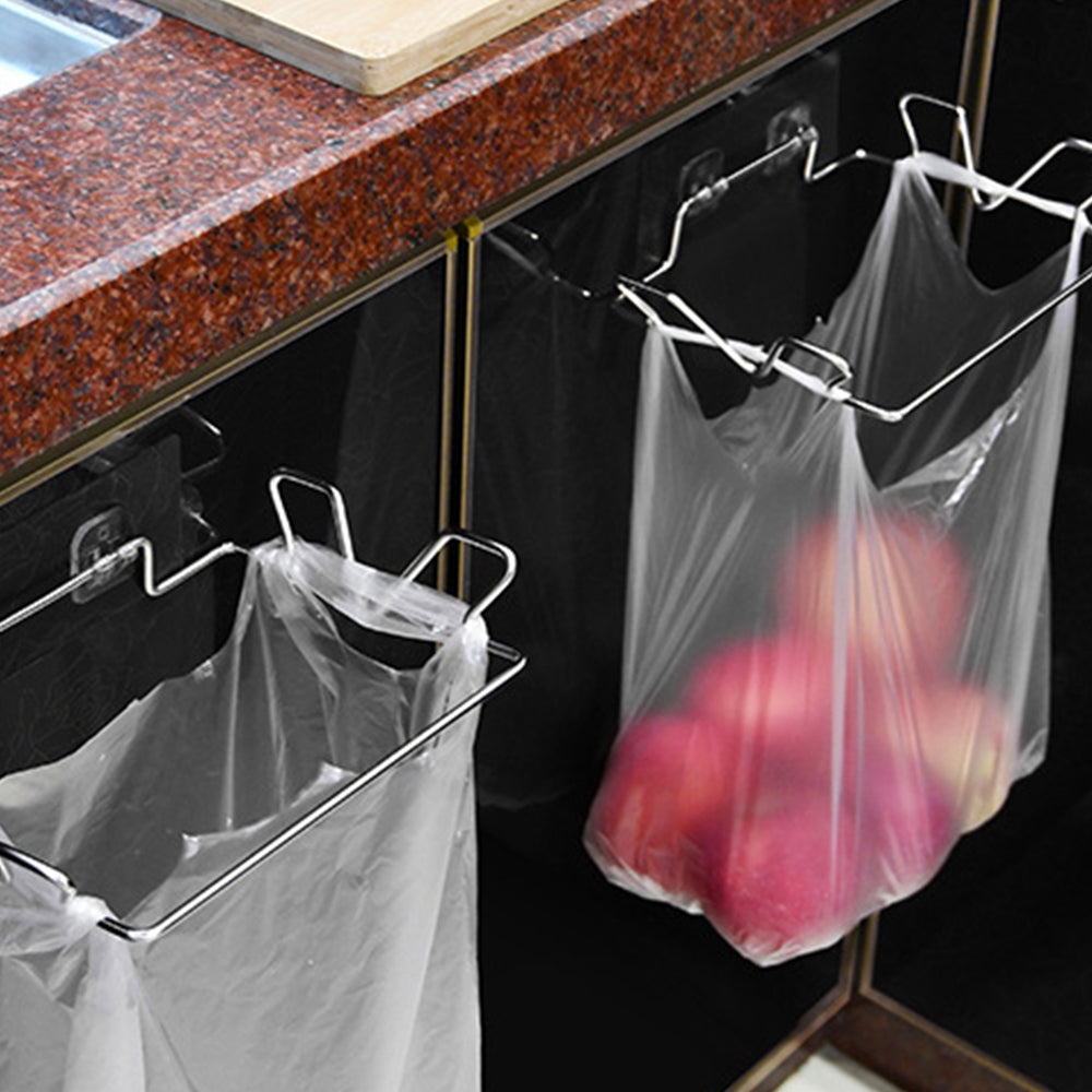2Pcs Wall Mounted Stainless Steel Garbage Bags Holder