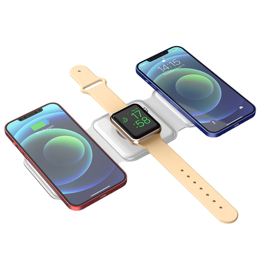 Foldable Magnetic Qi Wireless Charger for iPhone iWatch Airpods White