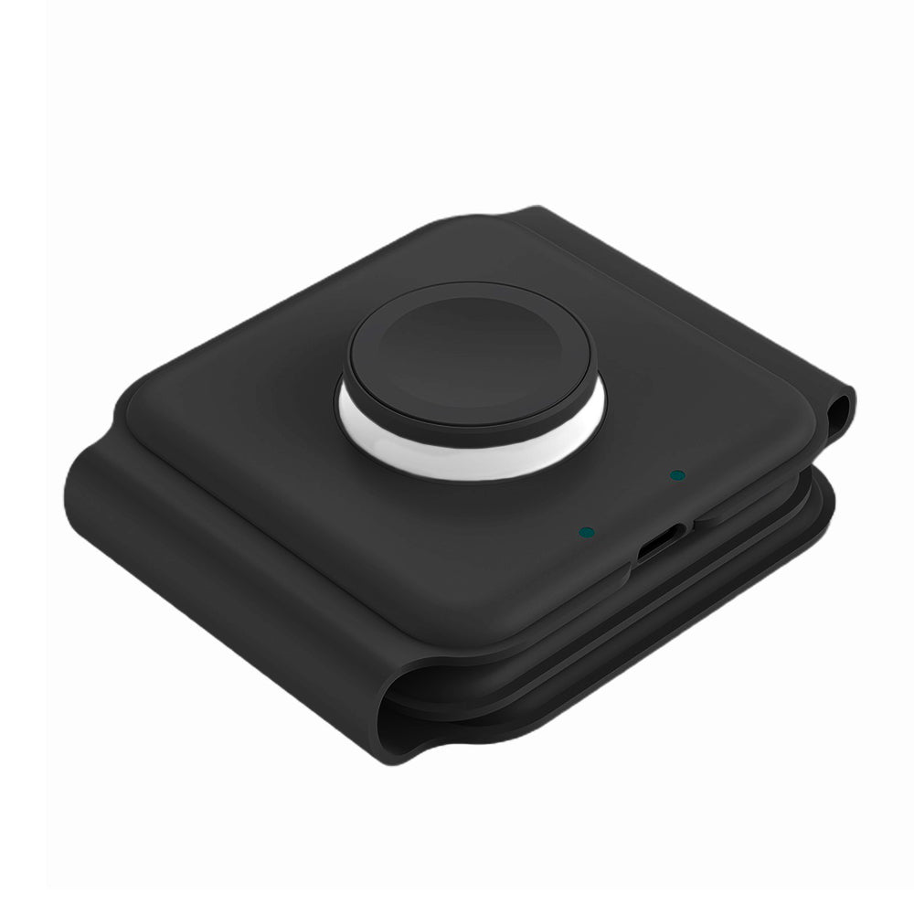 Foldable Magnetic Qi Wireless Charger with Light for iPhone iWatch Airpods Black