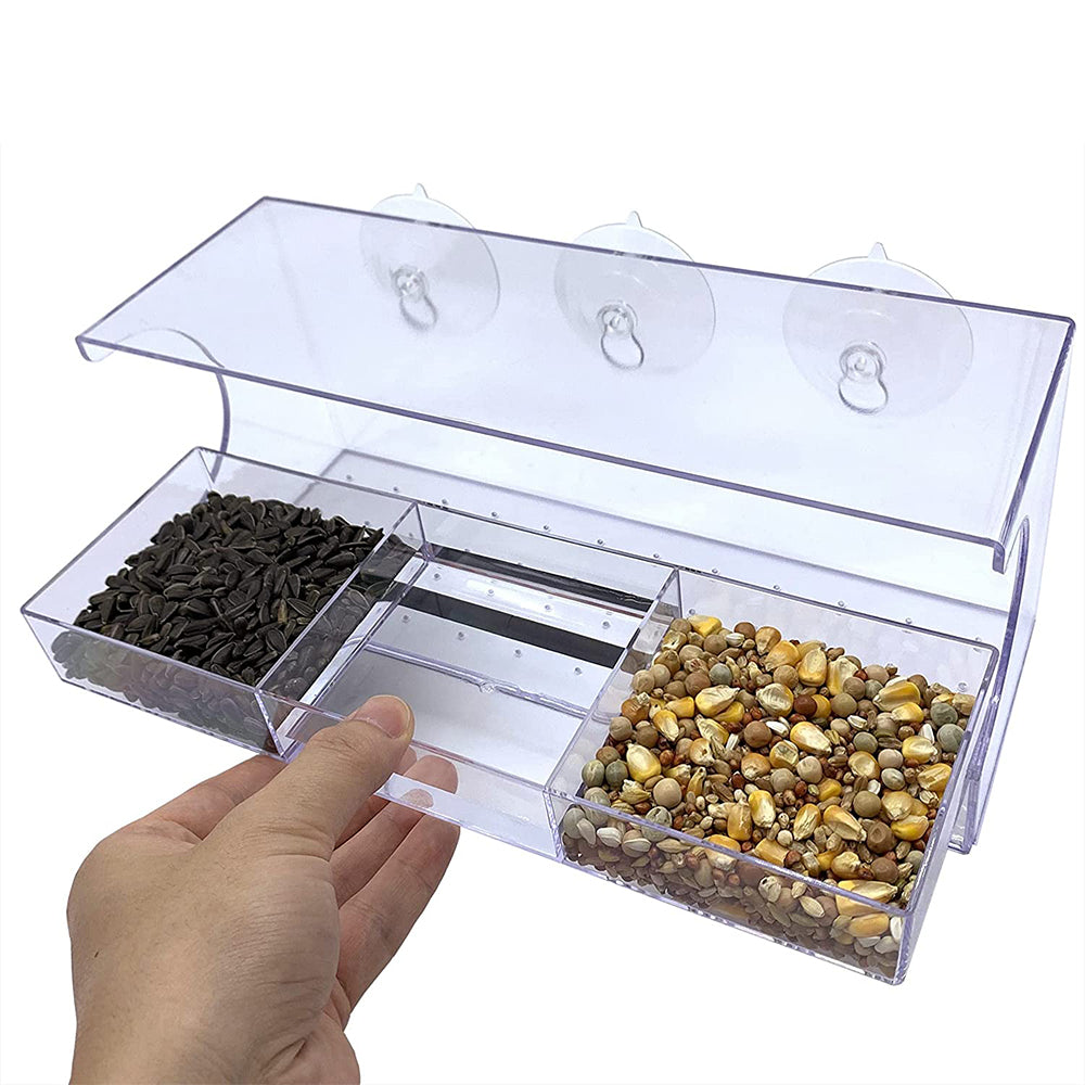 Acrylic Transparent Window Bird Feeder with 3 Suction Cups