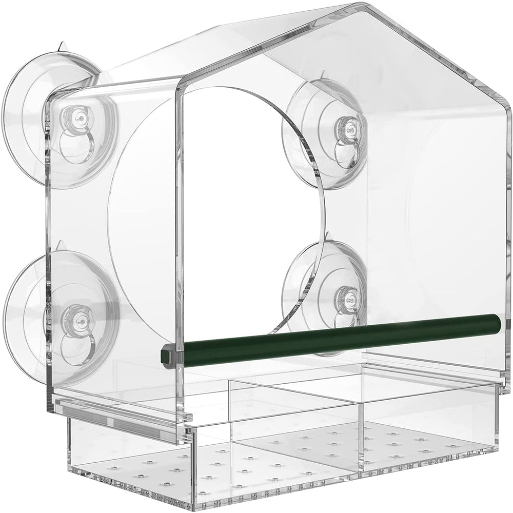 Acrylic Transparent Window Bird Feeder with 4 Suction Cups