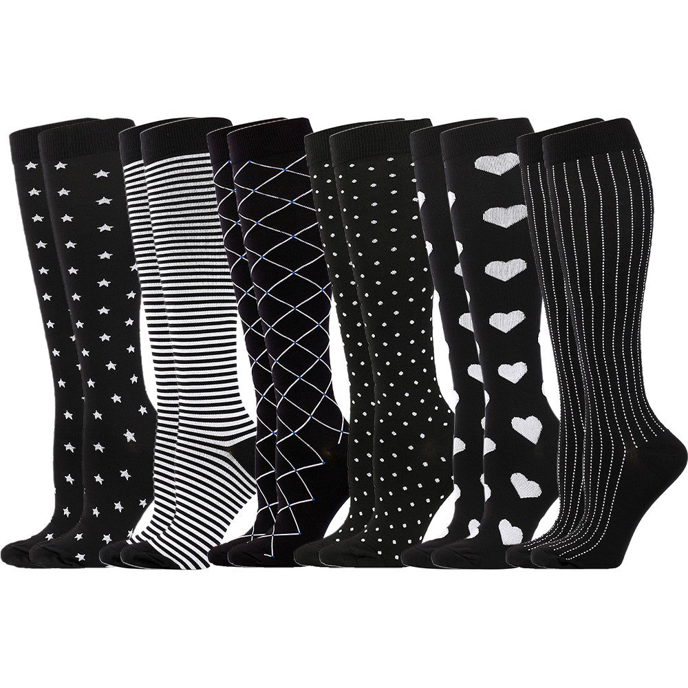 6 Pairs of 15-20 mmhg Unisex Knee High Compression Socks Sport Running Long Stocking L-XL