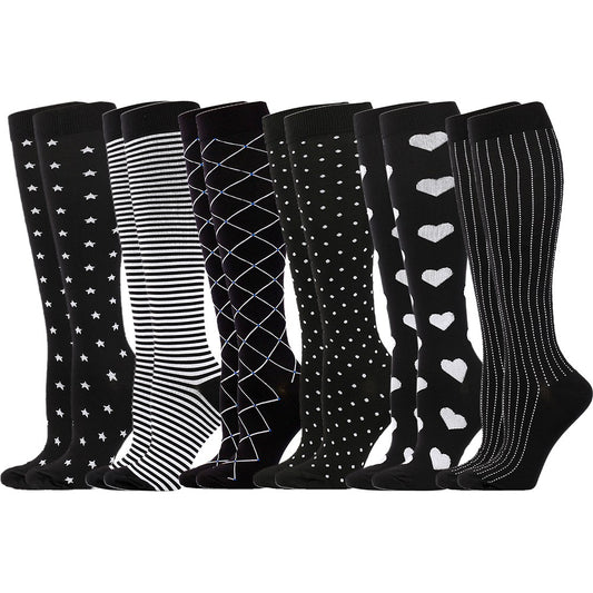 6 Pairs of 15-20 mmhg Unisex Knee High Compression Socks Sport Running Long Stocking L-XL