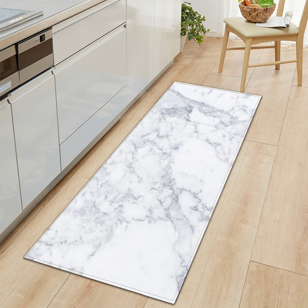 60x90cm Marble Style Kitchen Non-Slip Floor Mat Bedroom Rug White