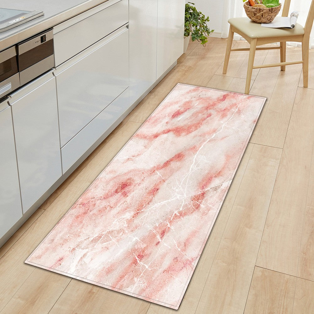 60x180cm Marble Style Kitchen Non-Slip Floor Mat Bedroom Rug Pink