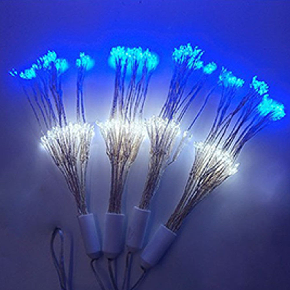 Set of 4 Firework String Lights Starburst Light with Remote Control Blue