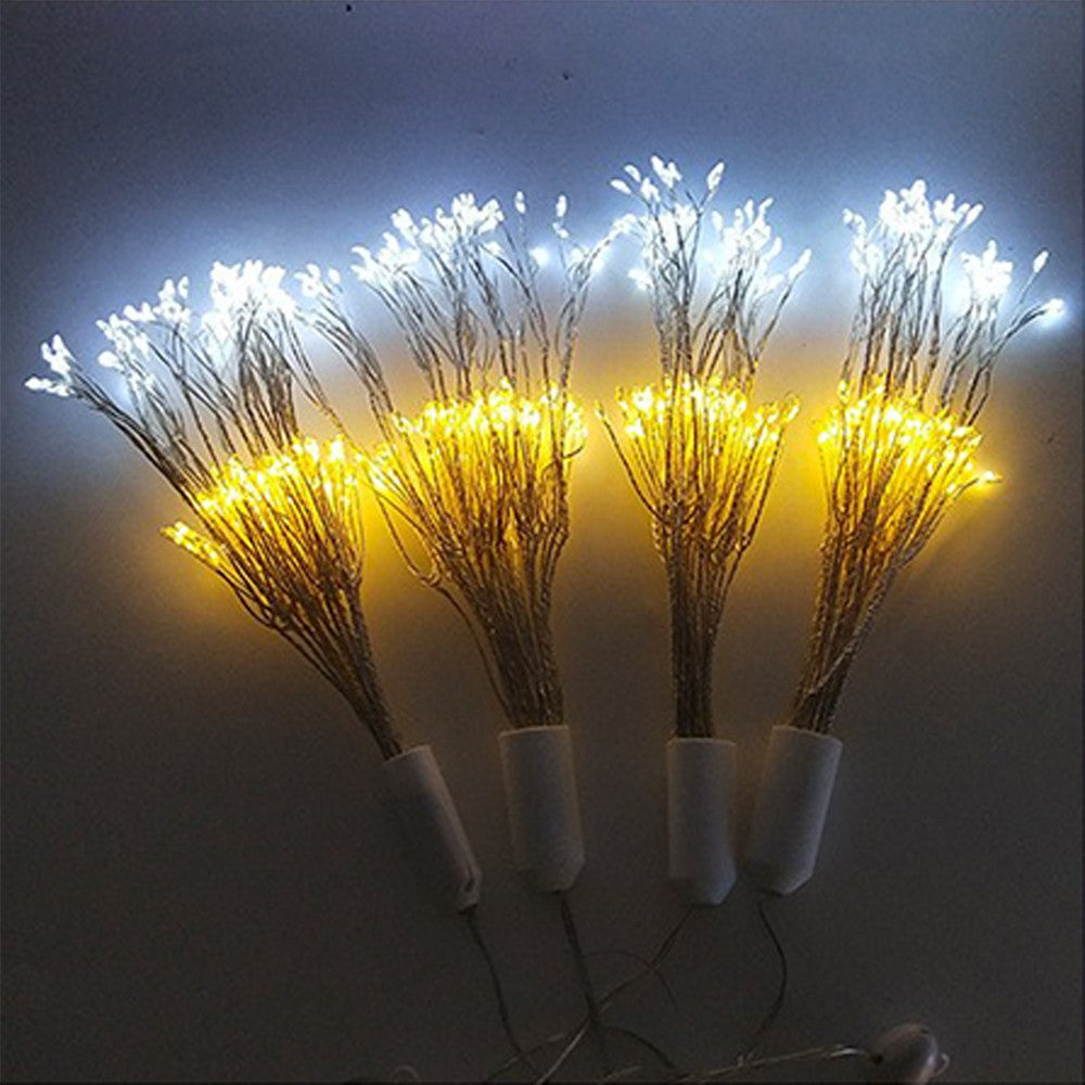 Set of 4 Firework String Lights Starburst Light with Remote Control White